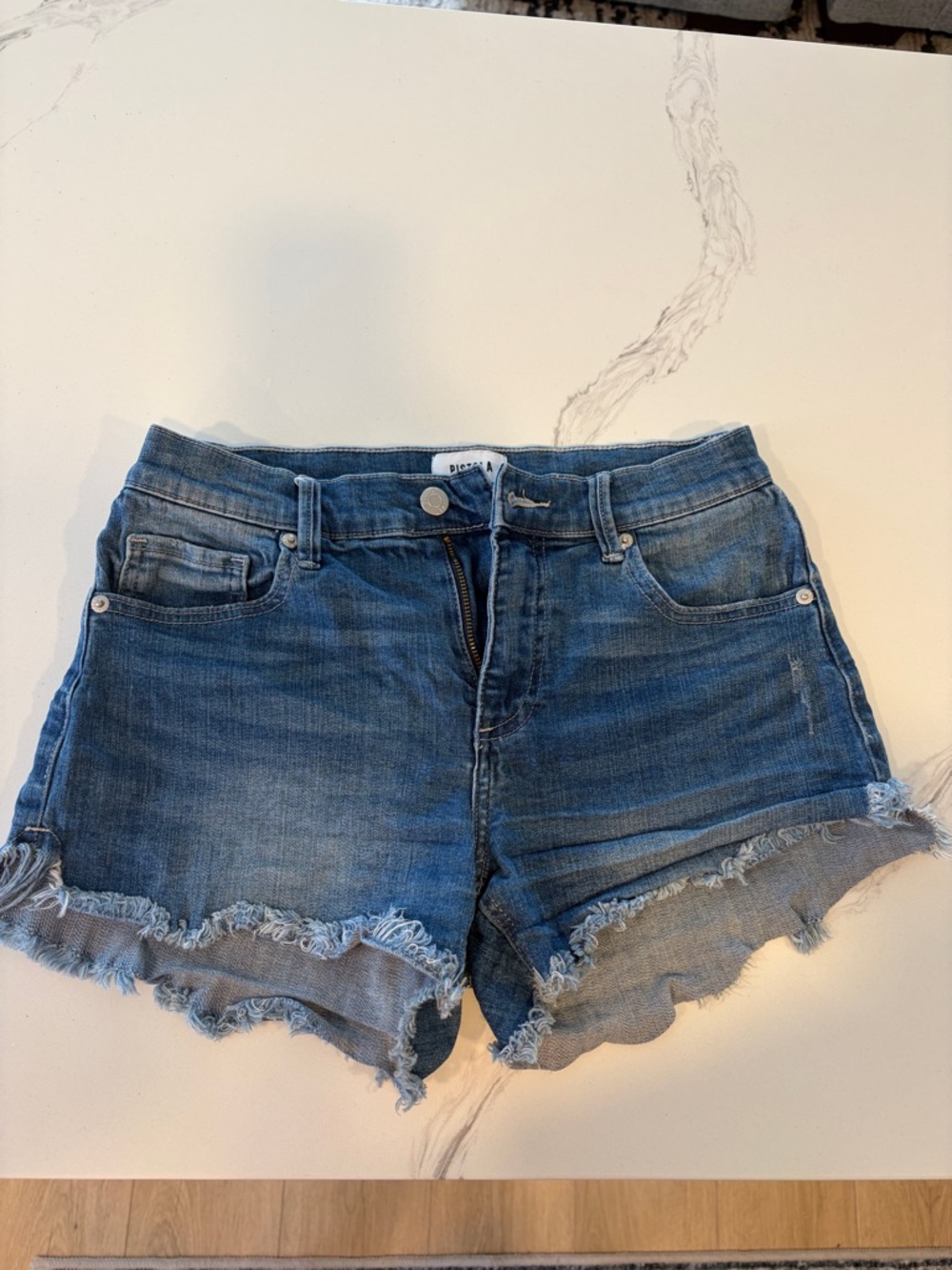 pistola Distressed Frayed Hem Jean Shorts - Blue